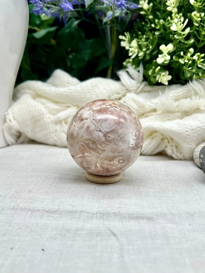 Pink Amethyst Sphere With Flower Agate, 6cm, Crystal Sphere, Rare Natural Stone, Pink & Sparkly Decor, Metaphysical Healing, Home Decor