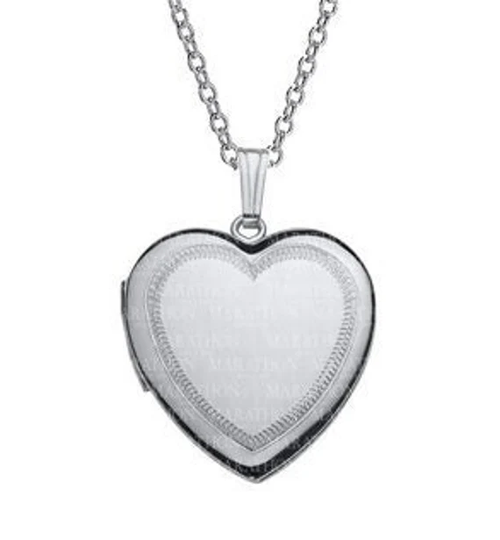 Closeout Large Sterling Silver Hand Engraved Heart Locket With Satin Finish