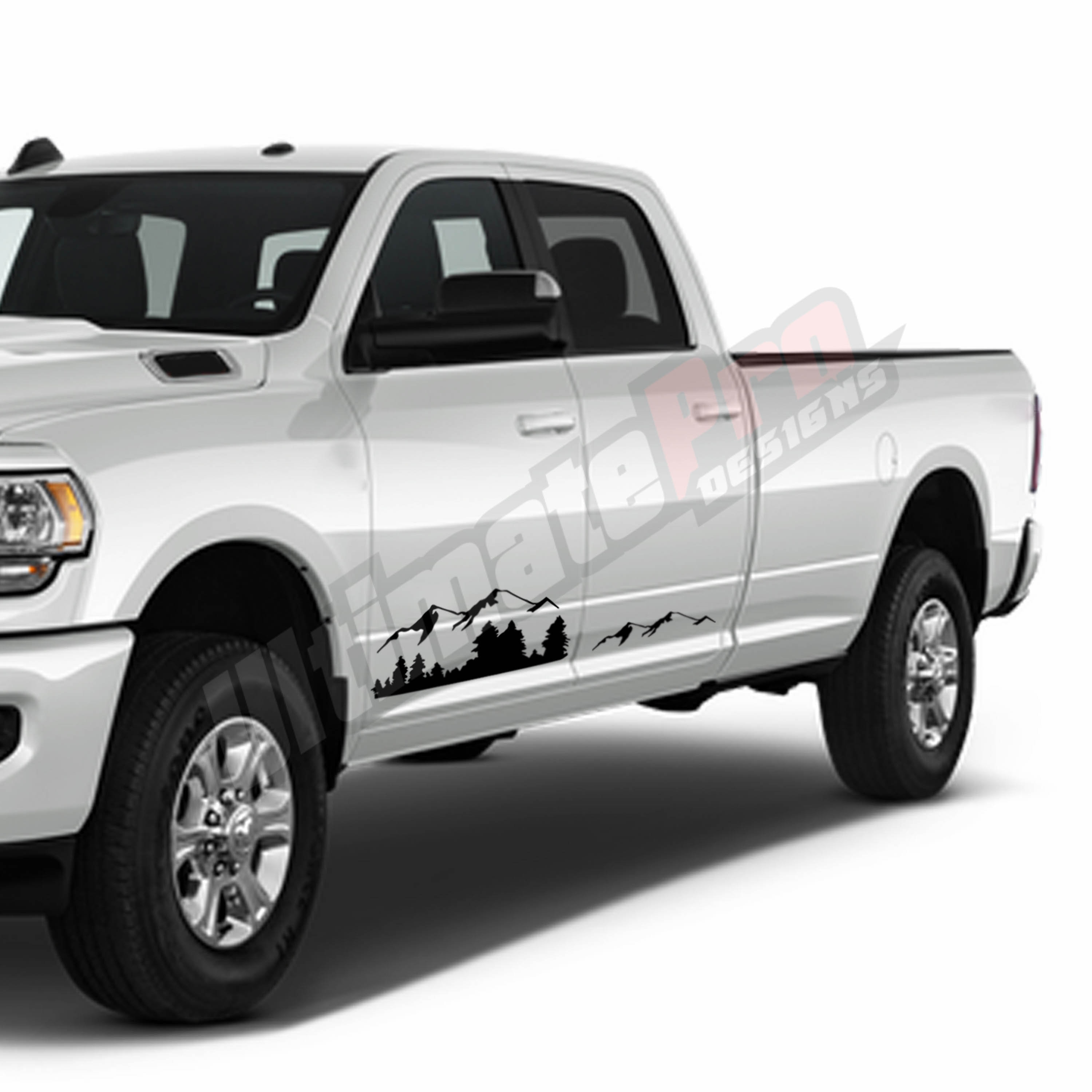 Decal Sticker Mountains 4x4 Compatible With Dodge Ram Crew Cab Laramie Longhorn Srt8 3500 2017 2018 2019 2020 Left Right Truck Door Vinyl