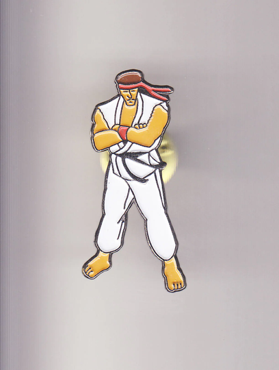 Vintage Ryu Street Fighter Lapel Pin, Enamel Pinback, Hat 90S, Nintendo, Sega, Super Mario, Mortal Kombat, Rare