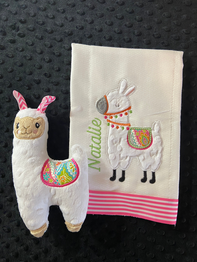 Llama Burp Cloth & Toy/Llama/Llama Burp Cloth/Burp Cloth/Gender Neutral Cloth/Girls Cloth/Baby Shower Gift/Llama Toy/Llama Baby