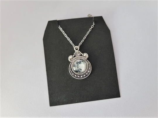 Glass Domed Full Moon Charm Necklace You Choose Length