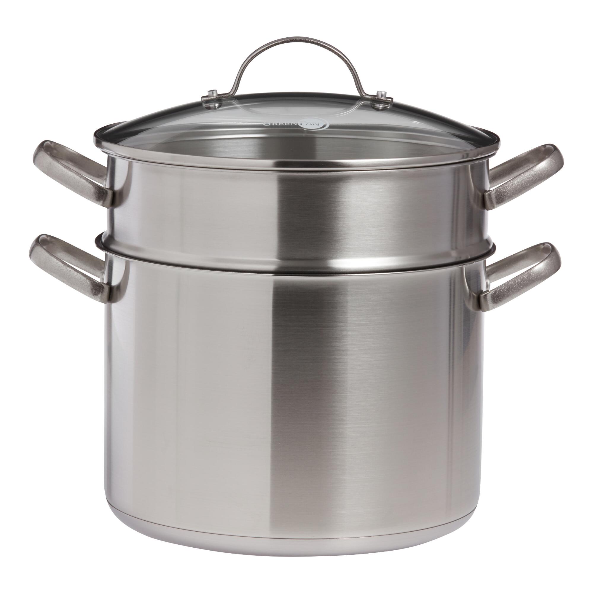 GreenPan Marina Nonstick Ceramic 4 Piece Stockpot Set: Silver - Stainless Steel by World Market