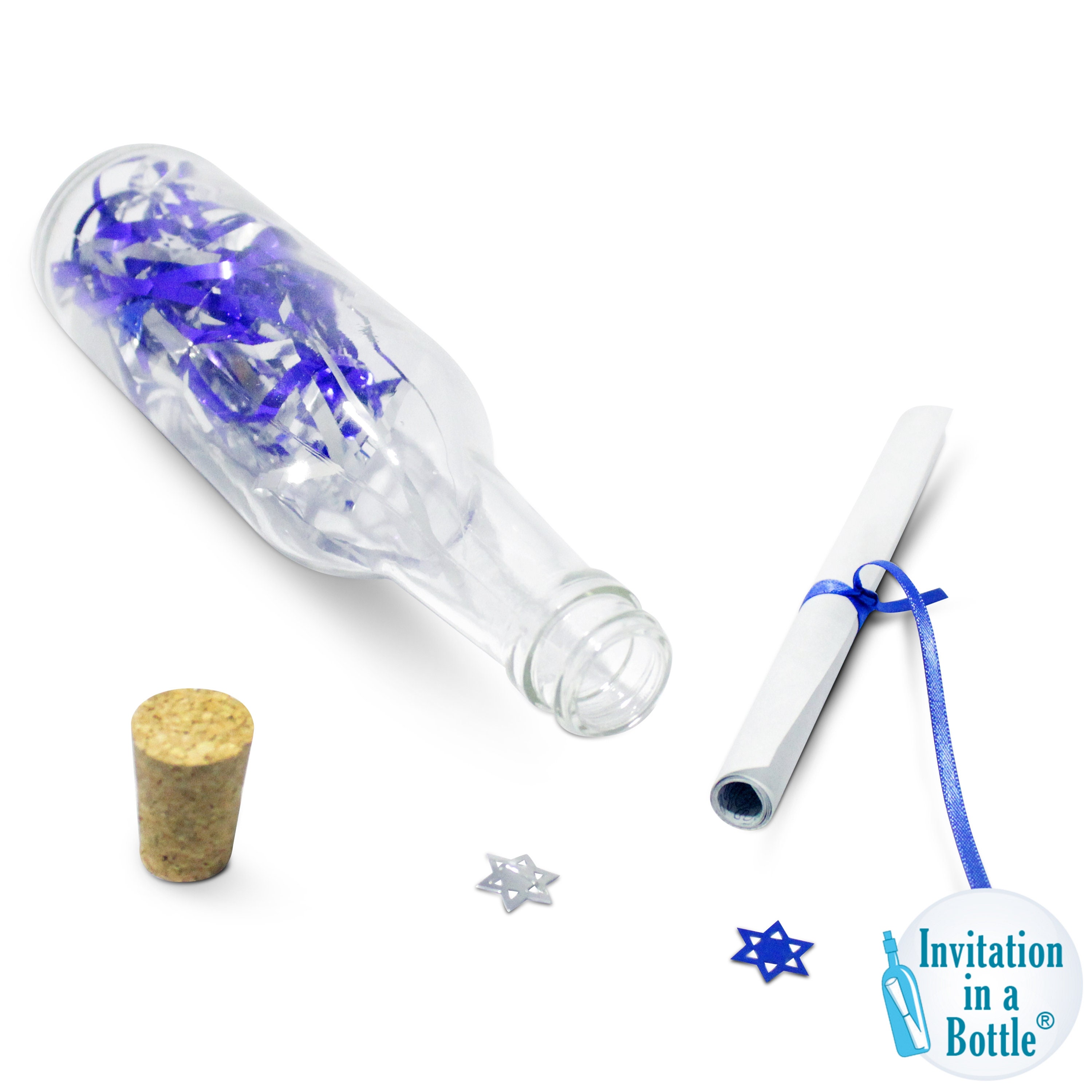 Bar Mitzvah By Invitation in A Bottle | Set Of 12, Unique Jewish Invite, Modern Invitations, Hebrew Invite