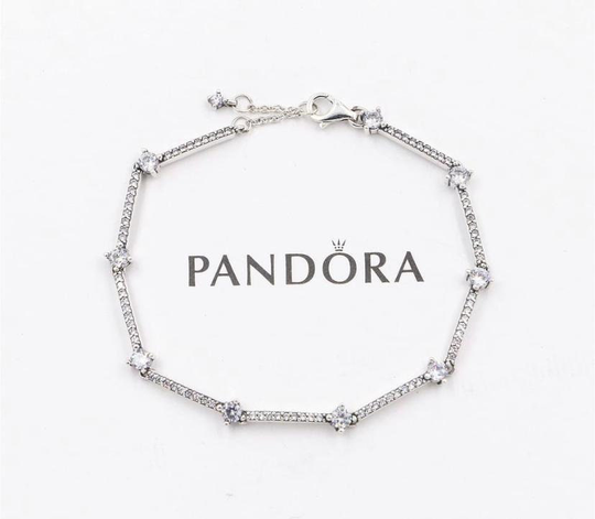 Sparkling Pavé Bars Bracelet, 100% 925 Sterling Silver With Cz, Pandora Compatible, Fully Stamped Logo