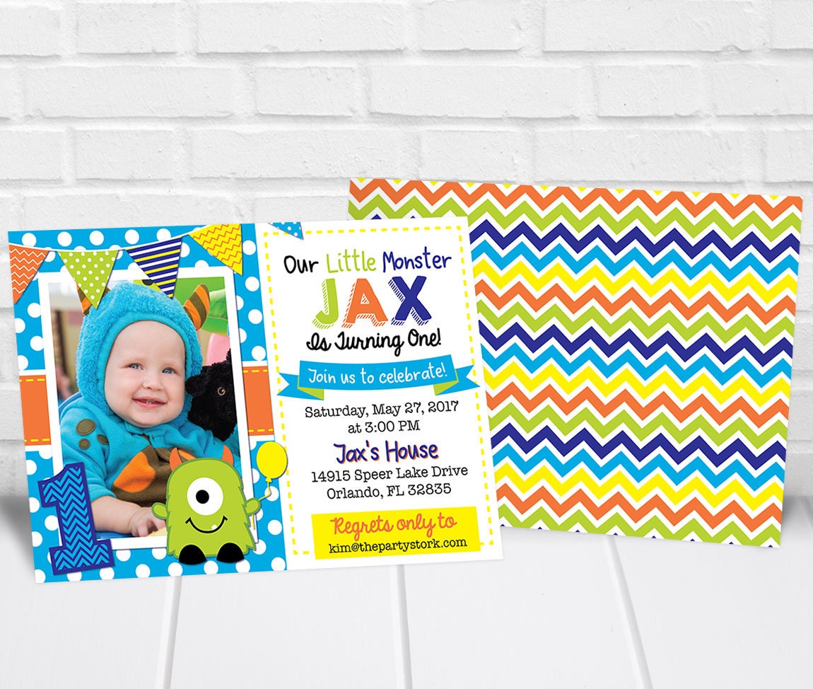 Monster Birthday Invitation First Boys Halloween Invite Kids 1st