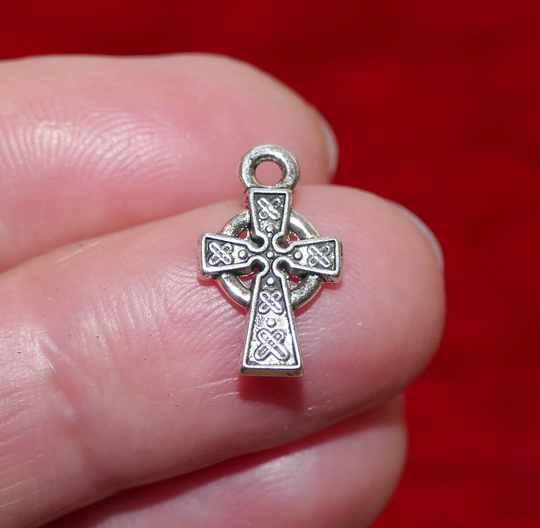 5/10x Cross Pendant Charms For Bracelet, Antique Silver Tone Double Sided Metal Charms, Ornate Necklace F096