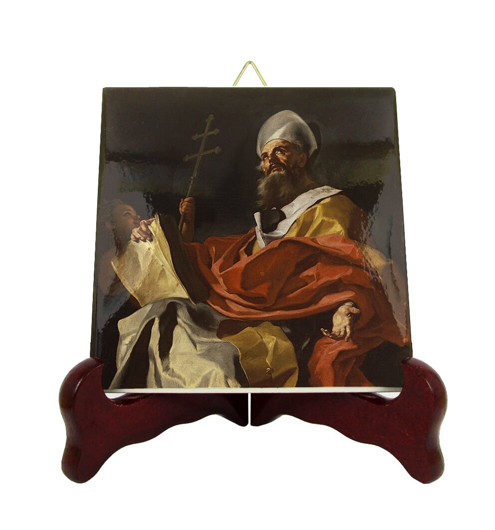 Saint Athanasius Of Alexandria - Decorative Ceramic Tile Handmade in Italy St Catholic Saints