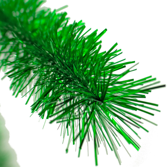 Metallic Green Tinsel Garland 25Ft Length 3In Width Christmas Tree Brush Wired Fringe Foil Embellishments & Accents