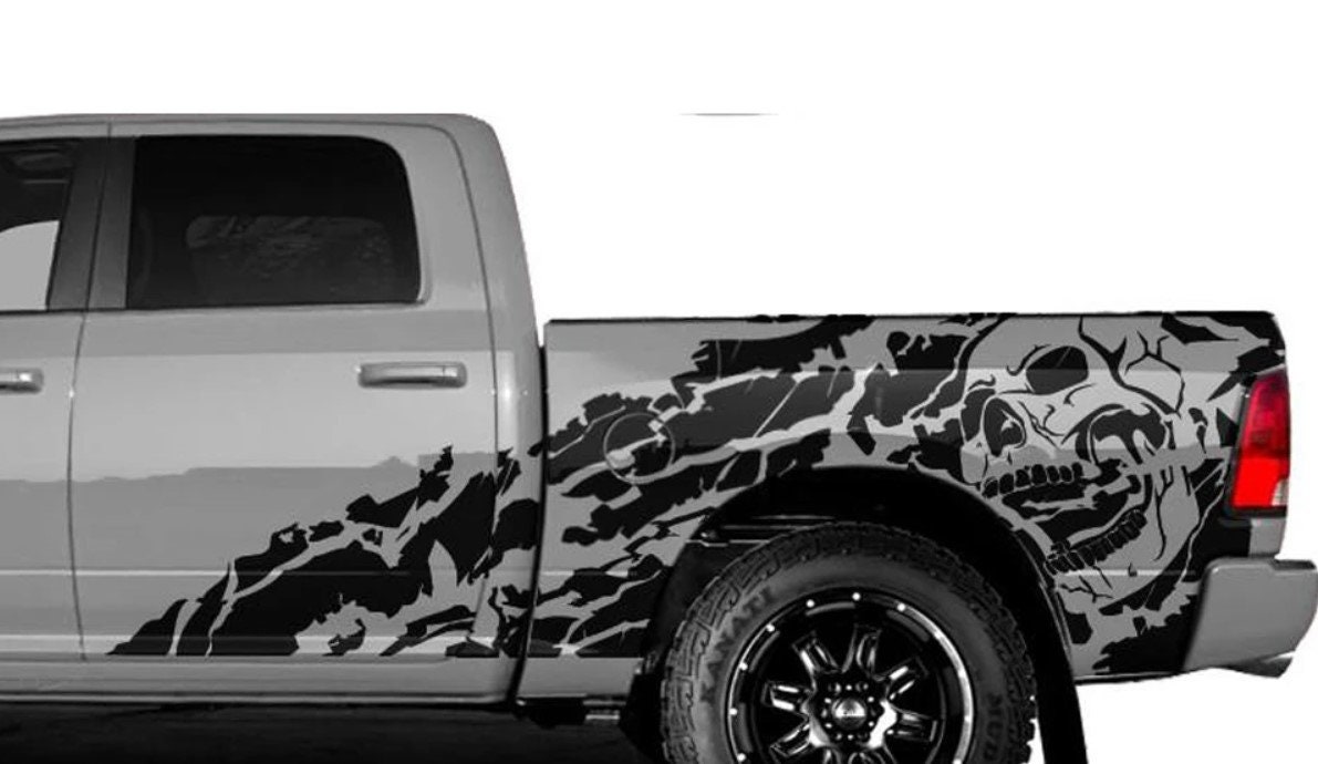 Full Body Wrap Sticker Decal Scull Compatible With Dodge Ram 2019 2020 2021 Sport Skeleton Pattern Vinyl 4x4 Off Road