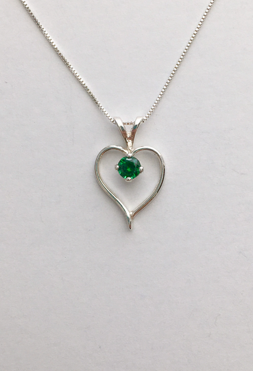 Emerald Necklace, Emerald Pendant, Jewelry, May Birthstone Green Stone Heart