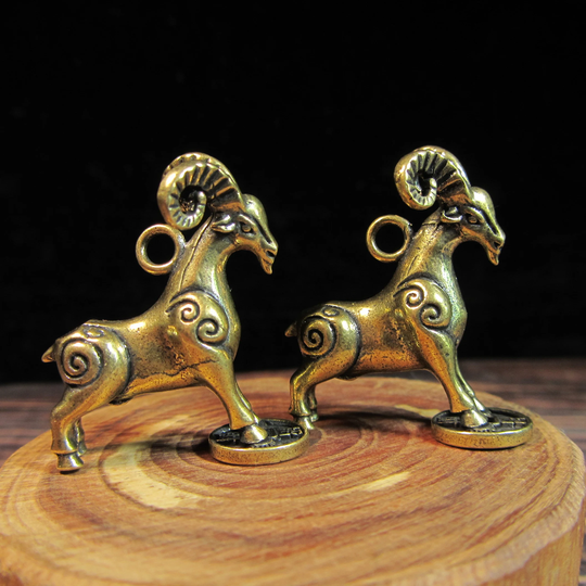 Get 5 Pcs Brass Ram Step On Coin Figurine Lucky Mascot Pendant