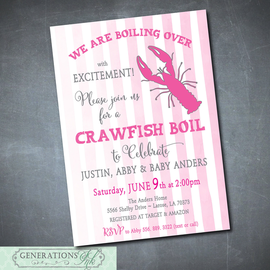 Crawfish Boil Baby Shower Invitation Printable/Digital File/Seafood Boil, Couples Shower, Girl Baby Shower/Wording & Colors Can Be Changed