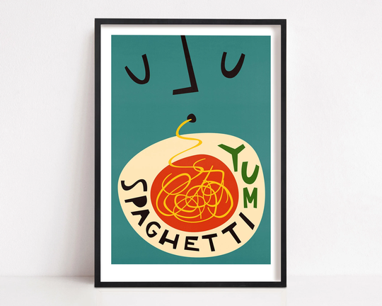 Spaghetti Print, Italian Food Art, Art Deco Poster, Mid Century Kitchen Gallery Wall Dining Room Print Set