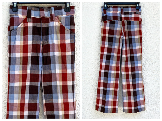 Boys M Vintage 70S Slacks, By Billy The Kid, Groovy Childs Pants, Flare Leg, Soft Cotton Blend, High Waist 22", Measurements in Description