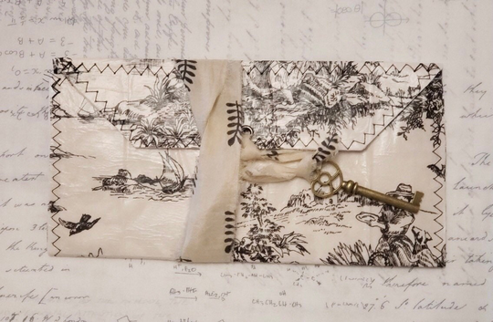 A "Toile" Collection Ephemera Wallet | Handmade Junk Journal Paper Sticker Storage| Accordian File Folder