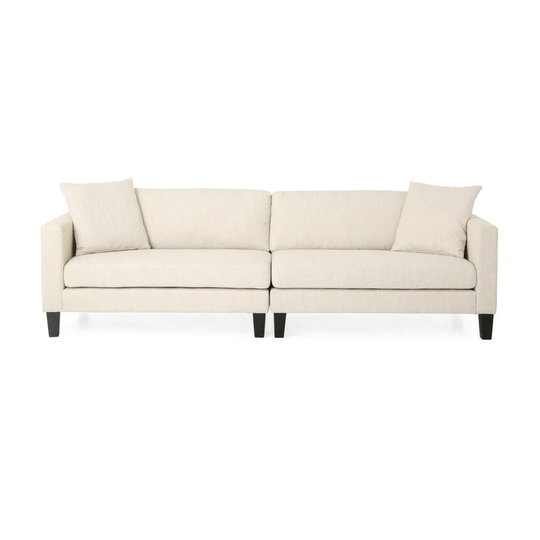 Best Selling Home Decor Clemons Modern Beige and Dark Brown Polyester/Blend Sectional in Off-White | 313145