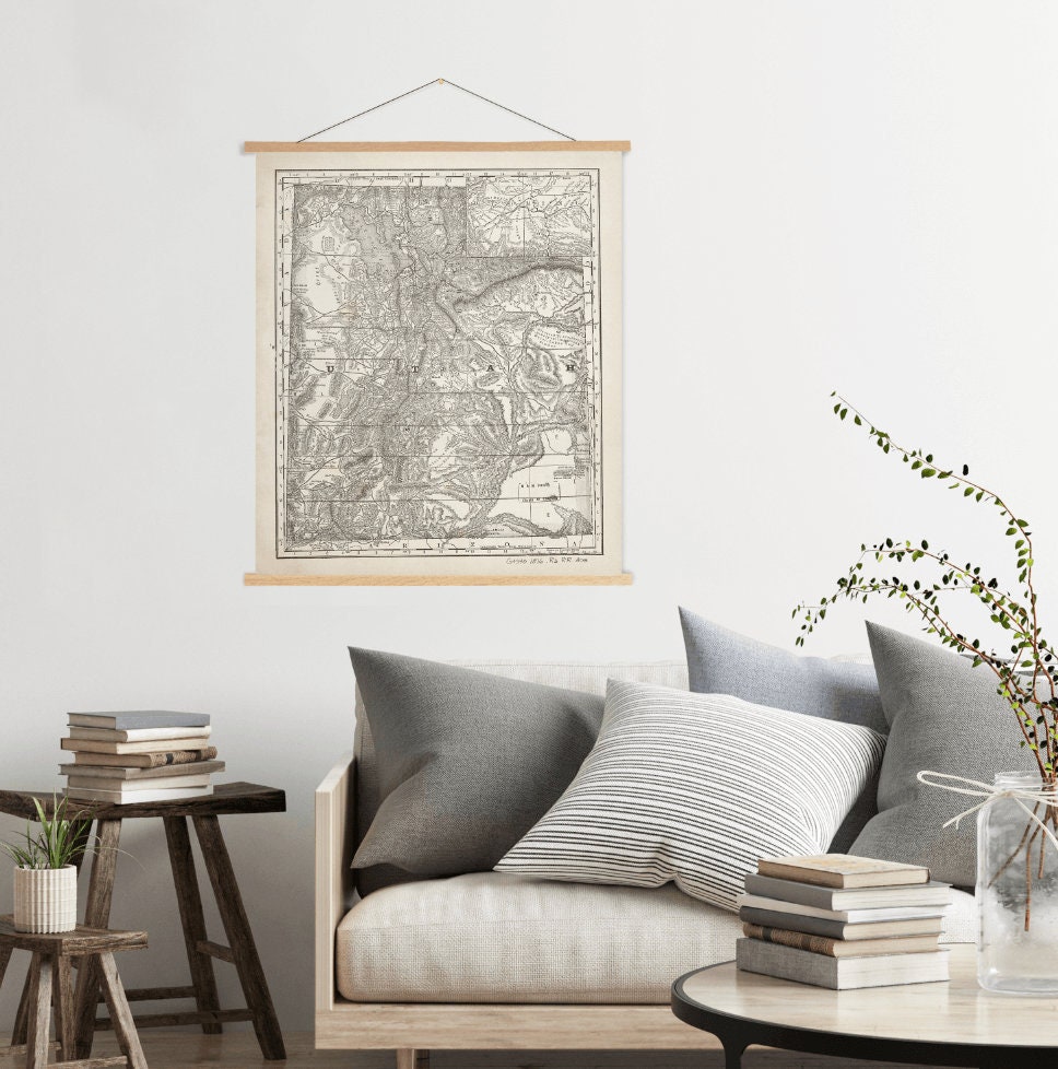 Utah Antique State Map Print | Canvas Art Printed Marketplace