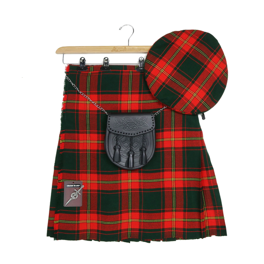 Ulster Red Modern Wool-Blend Homespun Tartan Kilt & Accessories Bundle