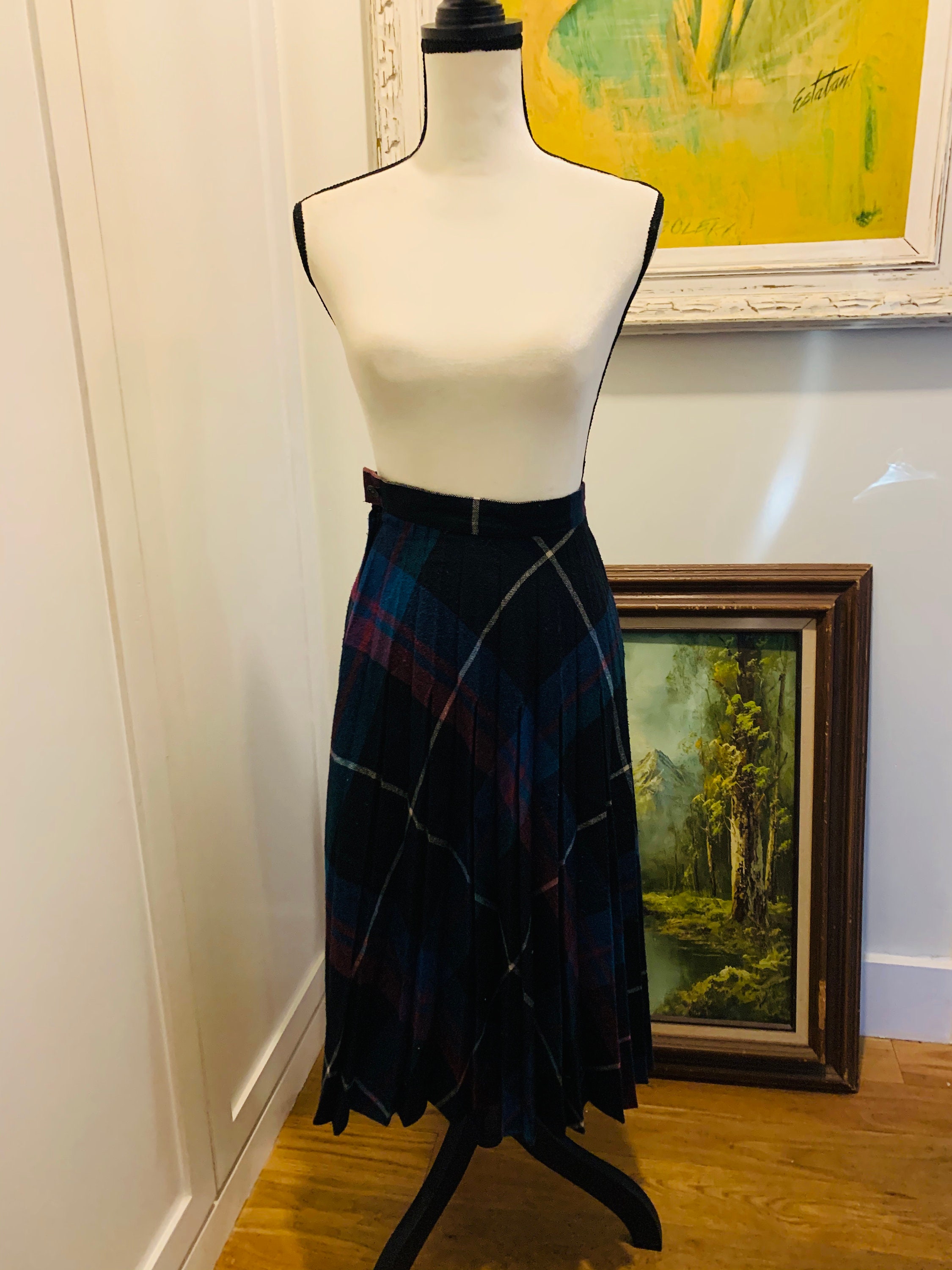 1980's Walnut Sport Pleated Wool Blend Skirt