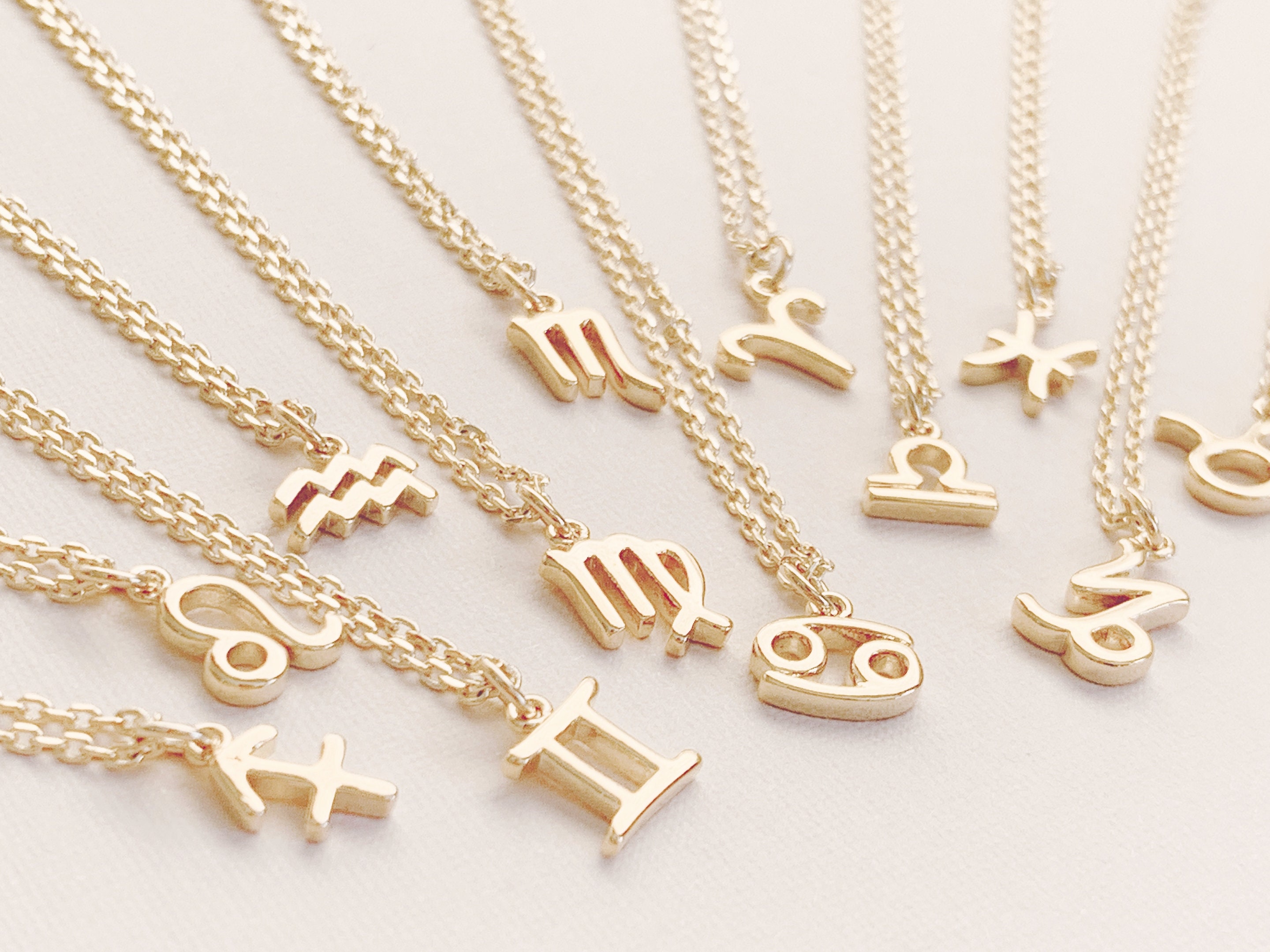 Gold Zodiac Necklace, Celestial Jewelry, Birthday Gift, Constellation Birthday Personalized Ready To Ship Gift For Her