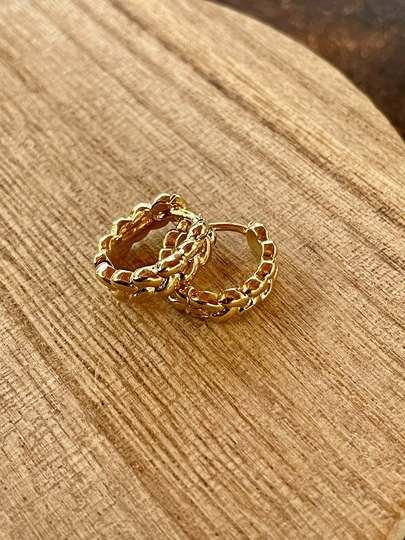Gold Huggie Earrings, Hoops, Gift, Gift For Her, Jewelry, Plain Huggie, Small Summer, Spring, Braided Hoop