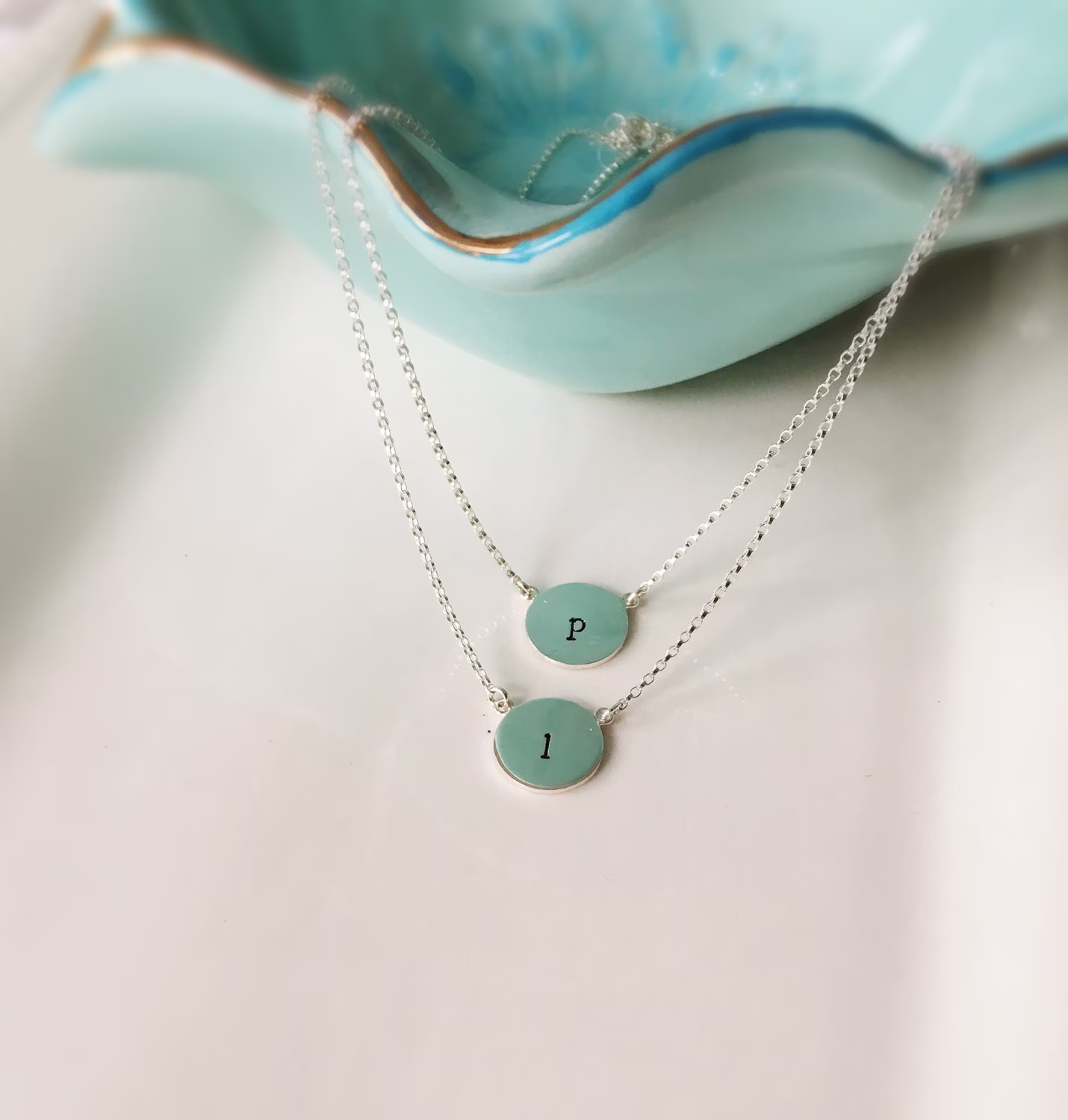 Layered Initial Necklace Gold, Double Layer Necklace, Multi Gold