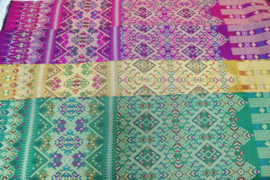 Thai Brocade Cotton Blend Fabric Not A Readymade Sarong, Costume Materials, Tube Sarong Skirt Lao Wedding Dress Materials