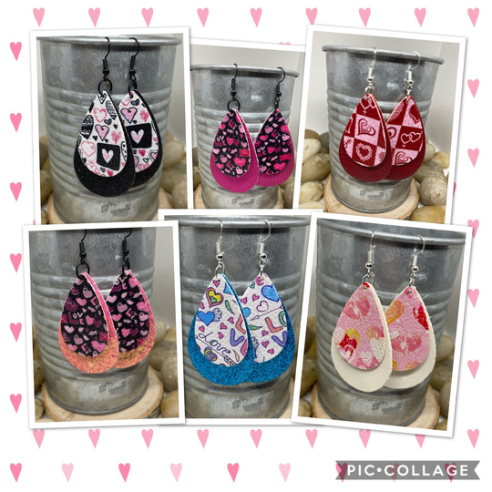 Valentine's Day Earrings, Teardrop Leather Heart Gifts For Her