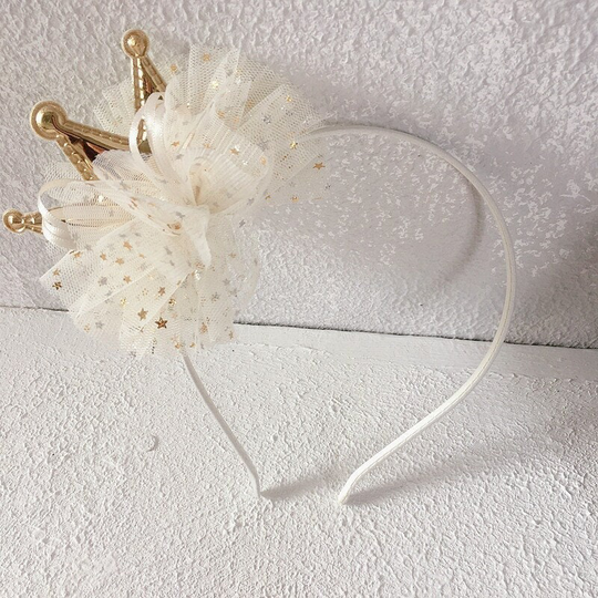 Kids Crown Headband, White Headband With Crown, Gold Princess