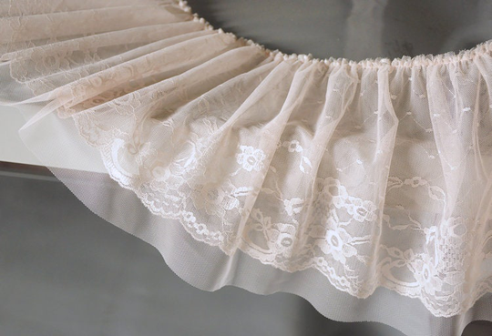 Blush Frill Lace Trim, Ruffled Ruffles Tutu Mesh Doll Dress Baby Pleated Tulle Trim