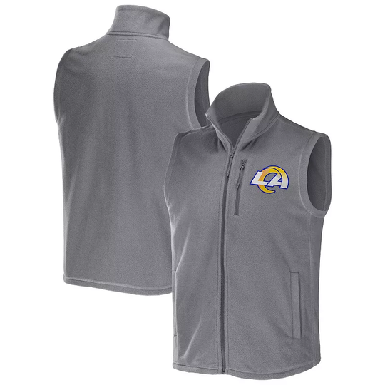 Men's NFL x Darius Rucker Collection by Fanatics Gray Los Angeles Rams Polar Fleece Full-Zip Vest, Size: 2XL, Grey