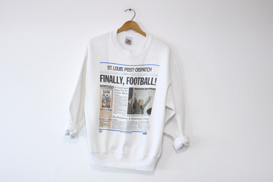 Vintage St Louis Post Dispatch Newspaper Football Sweatshirt Large