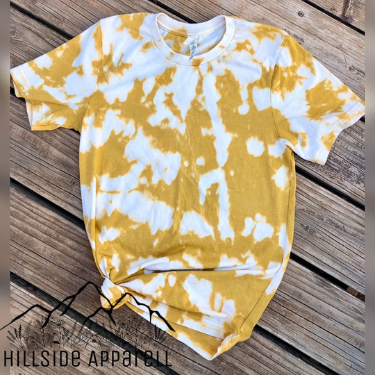Mustard Yellow Acid Wash Bleach Style T-Shirt | Tee Shirt Unisex Women's Gift For Her
