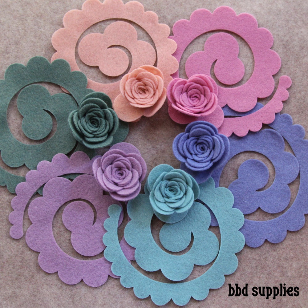 Wool Blend Felt Flowers | 12 Large 3D Rolled Roses Pick A Color Set Diy Unassembled Rosettes