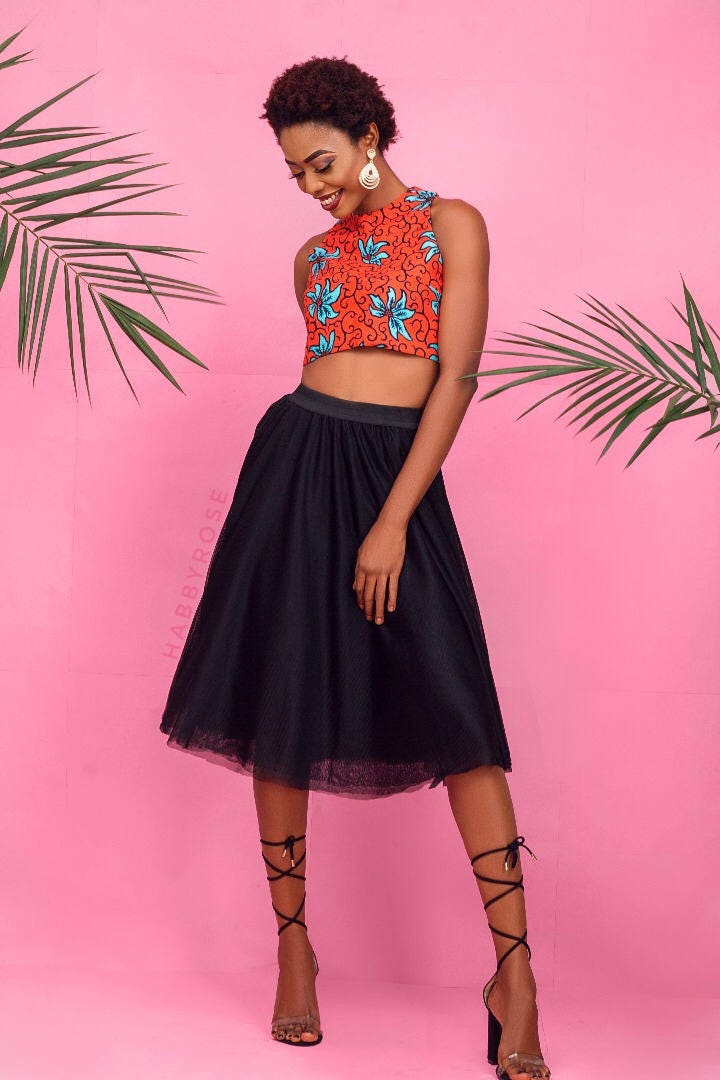 Mide African Crop Top, Tops & Tees, Ankara Africa Clothing, Fabric, Print, Dress, Summer Dresd