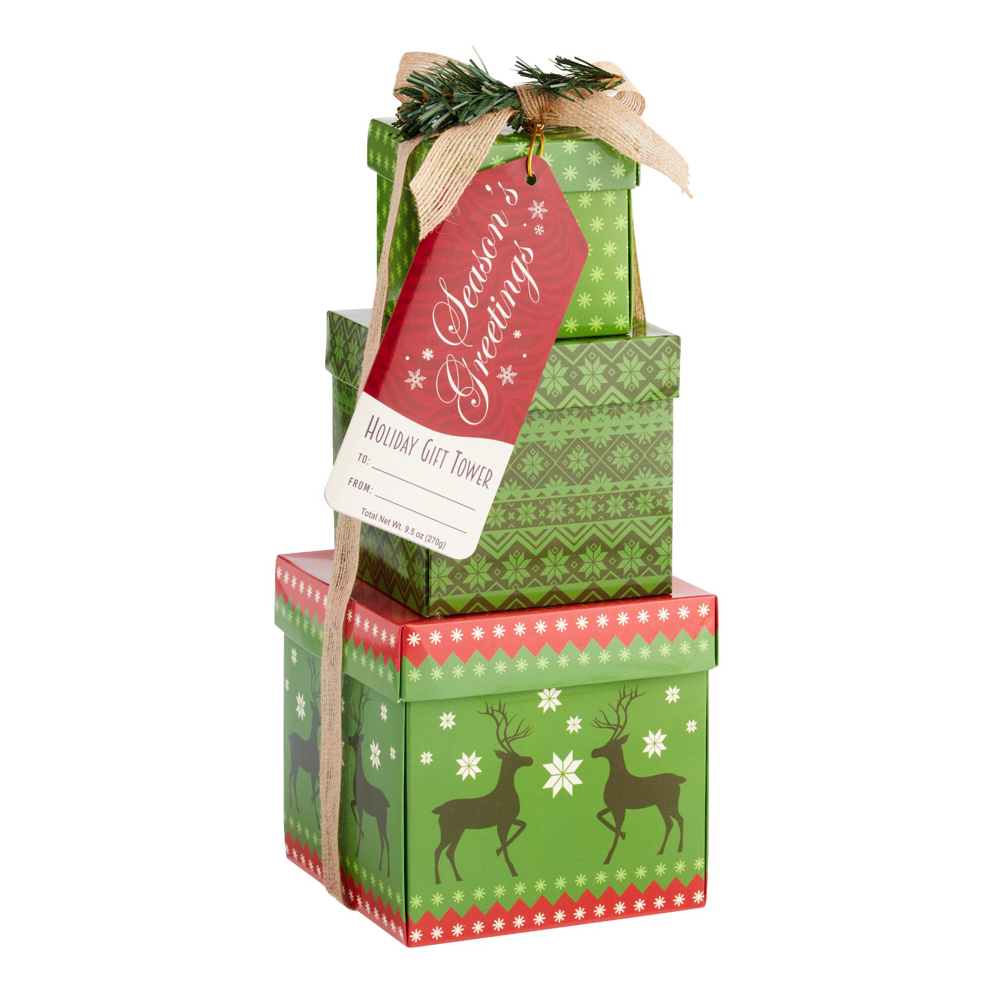 Green 3 Tier Treats Holiday Gift Box Tower by World Market