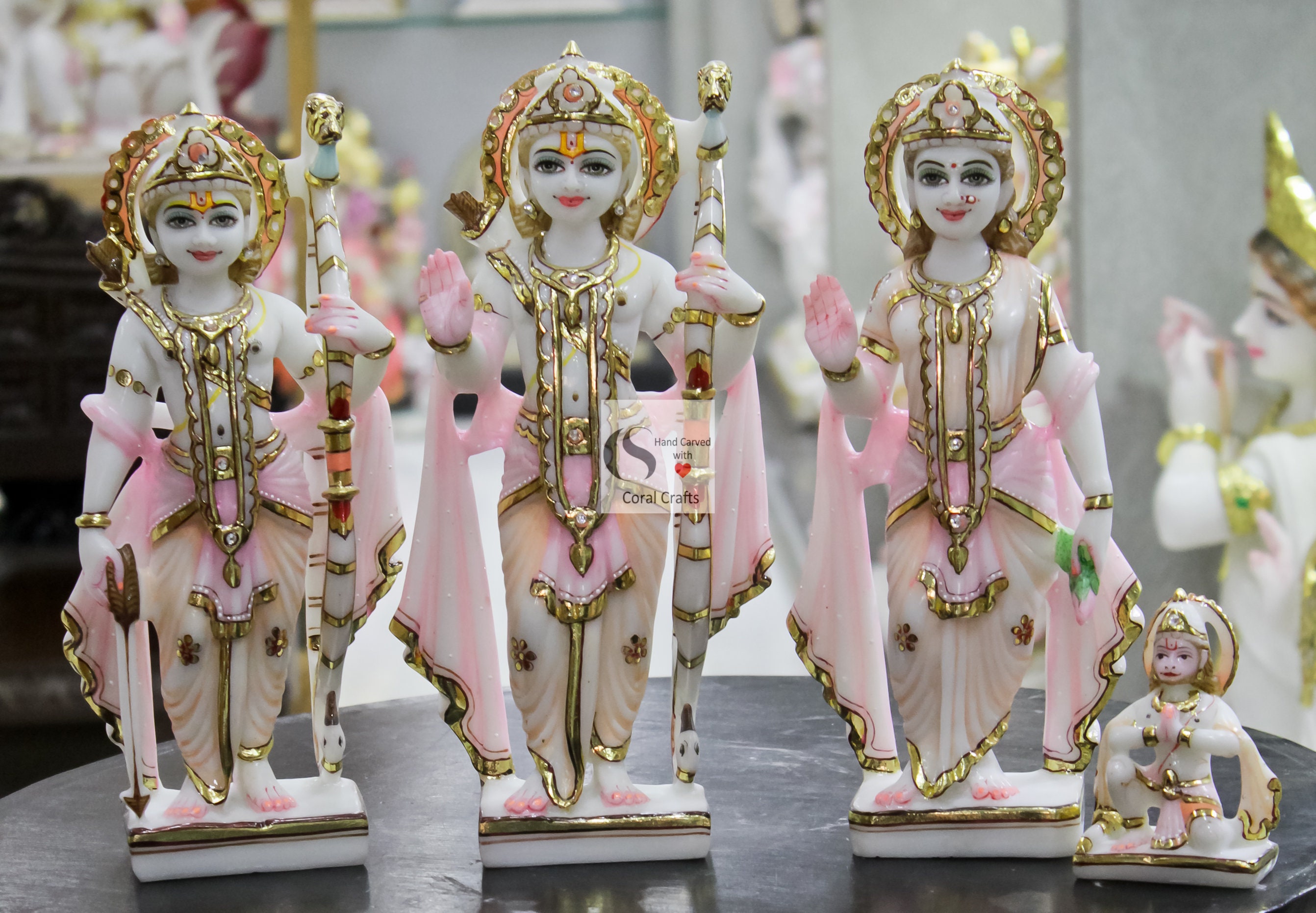 Ram Darbar Statues With Das Hanuman in Fiber, Fiber Statue Hanuman