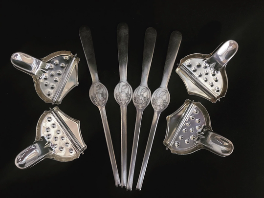 Lobster Fork Set 4 Silver Plated With Lemon Squeezers Vintage Seafood Picks Forks, Cutlery Set Cutlery Elegant Dinner De Fêtes
