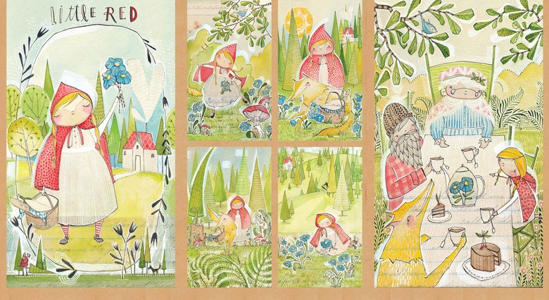 Blend Fabrics. Little Red The Real Story Panel - 2/3 Yard Perfect For Quilting Collection By Cori Dantini