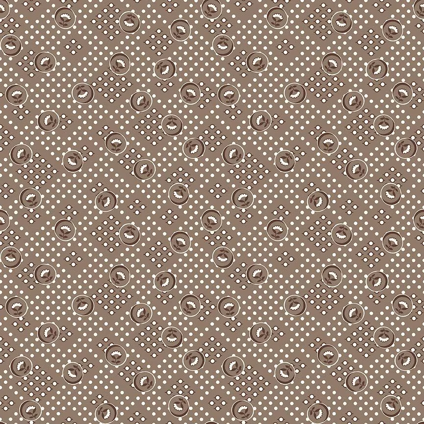 Lori Holt Cook Book Fabric By Riley Blake - Vintage Style Taupe & White The 1/2 Yard Or Fat Quarter
