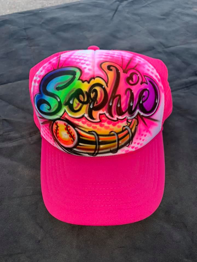 Airbrushed Softball Trucker Hat