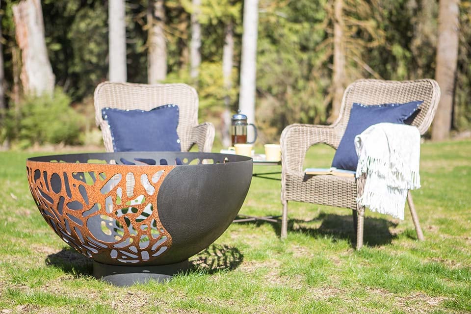 Blended Forces Steel Fire Pit Art, Plasma Cut Rustic Metal Pit, Unique Natural Gas, Lifetime Personalized Custom Wood