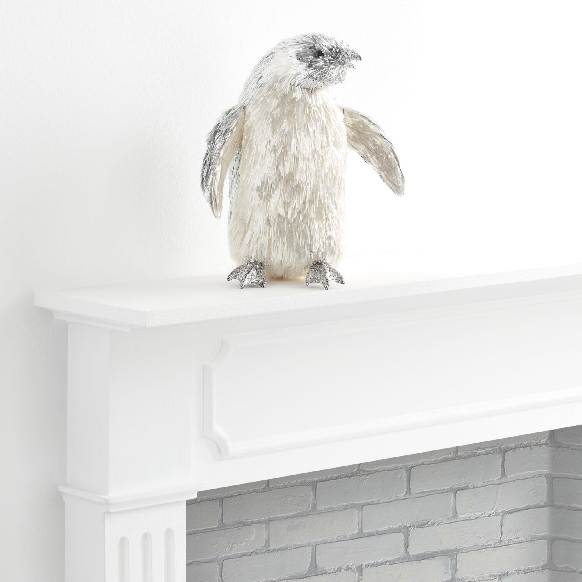Pier Place Silver And White Tinsel Penguin Decor - Sisal by World Market