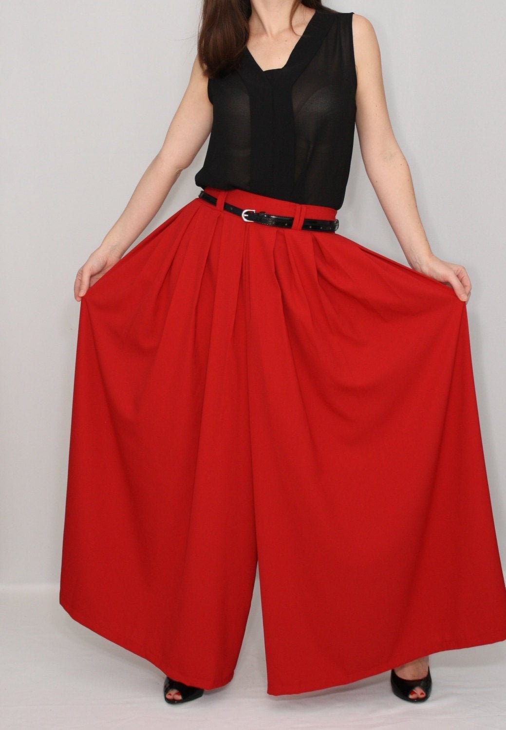Red Chiffon Palazzo Pants