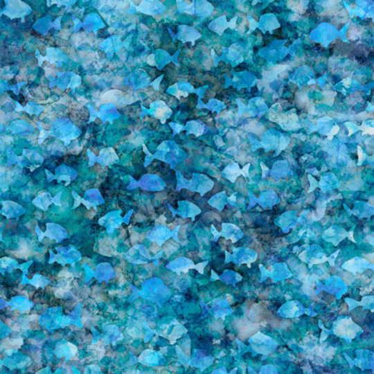 Qt Fabrics Aquatica - Fish Blender Blue 28127 B