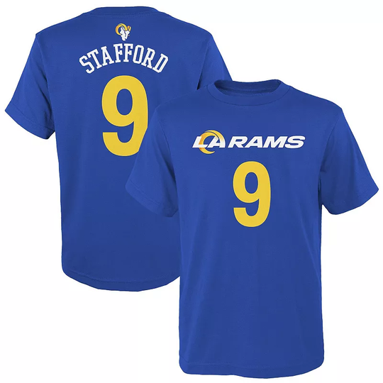 Youth Matthew Stafford Royal Los Angeles Rams Mainliner Name & Number T-Shirt, Boy's, Size: YTH Large, LAR Blue