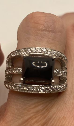 Vintage Black Onyx 925 Sterling Silver Ring