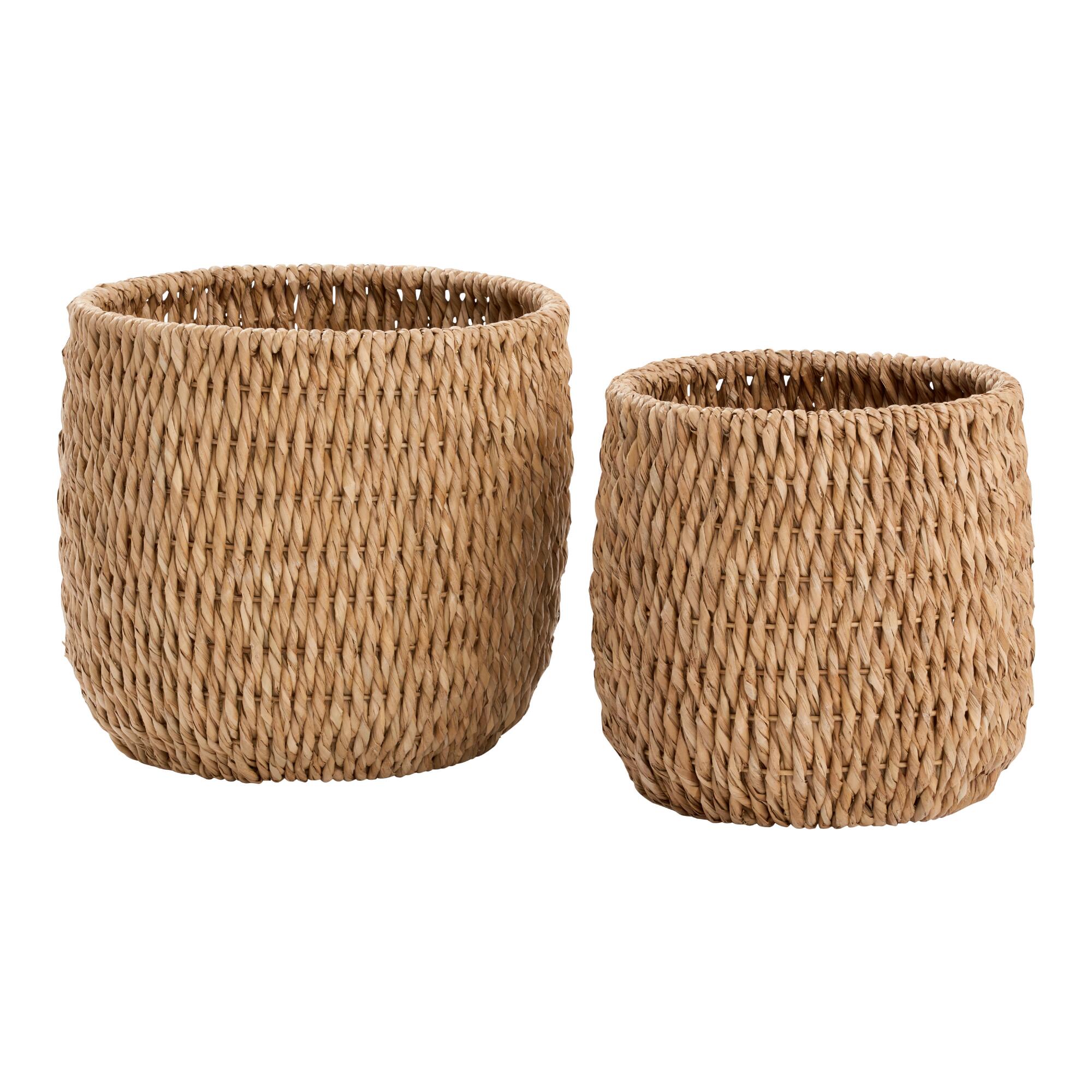 Natural Hyacinth Vertical Weave Adelle Basket - Metal by World Market