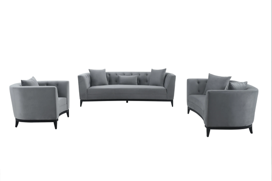 Armen Living Melange Modern 3-Piece Polyester/Polyester Blend Gray Living Room Set in Black | SETMGGREY3PC